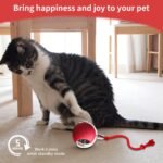 Interactive Cat Toys Ball with Elastic Mesh Tail, Bird Sound, Obstacle Avoidance Electric Cat Toy, Automatic Pet Exercise Toys, USB Rechargeable for Bored Indoor Adult Cats (Green+RED) - Image 4