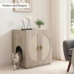 unipaws Tall Cat Litter Box Enclosure with Shelves, Hidden Litter Box Cover for Tall or Top Entry Litter Box, Kitty Enclosed Litter Box Cabinet, Cat Box Furniture - Image 3