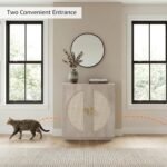 unipaws Tall Cat Litter Box Enclosure with Shelves, Hidden Litter Box Cover for Tall or Top Entry Litter Box, Kitty Enclosed Litter Box Cabinet, Cat Box Furniture - Image 4