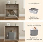 unipaws Tall Cat Litter Box Enclosure with Shelves, Hidden Litter Box Cover for Tall or Top Entry Litter Box, Kitty Enclosed Litter Box Cabinet, Cat Box Furniture - Image 6