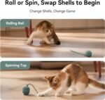 by Cheerble 2 in 1 Interactive Cat Toys for Indoor Cats, Wicked Ball Duo2, Automatic Rolling Ball & Spinning Top, 6 Play Ways with Bird Chirping and Speedy Tail, LED Rechargeable Cat Toy - Image 3