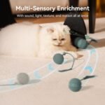 by Cheerble 2 in 1 Interactive Cat Toys for Indoor Cats, Wicked Ball Duo2, Automatic Rolling Ball & Spinning Top, 6 Play Ways with Bird Chirping and Speedy Tail, LED Rechargeable Cat Toy - Image 7