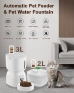 Automatic Cat Feeder and Cat Water Dispenser, Cat Food Dispenser with LCD Screen, Timer Pet Feeder for Cat & Dog, Locking Lid, Desiccant Bag, 1-4 Meals Portion Control, Dual Power, 10s Voice Recorder - Image 3