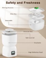 Automatic Cat Feeder and Cat Water Dispenser, Cat Food Dispenser with LCD Screen, Timer Pet Feeder for Cat & Dog, Locking Lid, Desiccant Bag, 1-4 Meals Portion Control, Dual Power, 10s Voice Recorder - Image 4