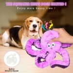 Plush Reindeer Dog Toy, Interactive Tug Toy with Handle, Christmas Design (Purple) - Image 3