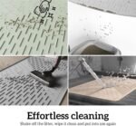 OHMO Cat Litter Mat Large 80x60cm Grey Premium Silicone Rubber, Easy Clean Waterproof Kitty Under Box Trapping Mat, Keep The Floor Tidy - Image 9