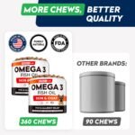 StrellaLab Omega 3 for Dogs - (360Ct) Fish Oil Treats - Skin&Coat Supplement - Dry Skin, Shedding, Pet Salmon Oil Chews - Salmon Flavor - Image 5