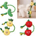 Interactive Squeaky Plush Dog Rope Toy for Pull Play Fruit Design Safe Squeaky Cotton for Pet Bonding Entertainment Dog Toy - Image 3