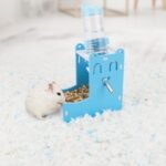 2 in 1 Hamster Hanging Water Bottle Pet Auto Dispenser with Base for Hamster Mice Gerbil Hedgehog (Smile Blue) - Image 3