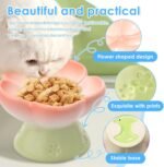 Ceramic Raised Slow Feeder Cat Bowl, Ceramic Elevated and Titled Food Bowl for Small Dogs Slow Feeder, Anti Vomit & Whisker Friendly, Flower Shaped Cute Cat Dish for Dry and Wet Food (Pink) - Image 5