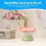 Ceramic Raised Slow Feeder Cat Bowl, Ceramic Elevated and Titled Food Bowl for Small Dogs Slow Feeder, Anti Vomit & Whisker Friendly, Flower Shaped Cute Cat Dish for Dry and Wet Food (Pink) - Image 7