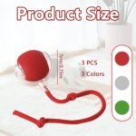 3pcs Interactive Cat Toys for Indoor Cats,with A Tail Interactive Cat Toy Ball Rolls, Spins & Wiggles for Fun, Exercise & Mental Enrichment,for Bored Indoor Adult Cats and Dog（Red Gray Green - Image 3