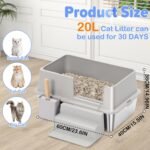 Large Top Entry Stainless Steel Litter Box with Lid,for Large Cats, with Removable Lid, Pedal and Scoop. Odor-Free, Easy to Clean, Anti-Urine Leakage, for Big/Multiple Cats (Grey) - Image 3