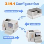 Large Top Entry Stainless Steel Litter Box with Lid,for Large Cats, with Removable Lid, Pedal and Scoop. Odor-Free, Easy to Clean, Anti-Urine Leakage, for Big/Multiple Cats (Grey) - Image 4