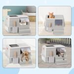 Large Top Entry Stainless Steel Litter Box with Lid,for Large Cats, with Removable Lid, Pedal and Scoop. Odor-Free, Easy to Clean, Anti-Urine Leakage, for Big/Multiple Cats (Grey) - Image 6