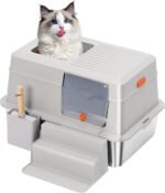 Large Top Entry Stainless Steel Litter Box with Lid,for Large Cats, with Removable Lid, Pedal and Scoop. Odor-Free, Easy to Clean, Anti-Urine Leakage, for Big/Multiple Cats (Grey) - Image 9