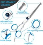 Oillase 5 in 1 Premium Dog Grooming Scissors, Professional Dog Scissors for Grooming with Safety Round Tips, Stainless Steel Thinning Shears, Pet Cat Shears for Grooming Kit - Image 3