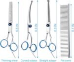 Oillase 5 in 1 Premium Dog Grooming Scissors, Professional Dog Scissors for Grooming with Safety Round Tips, Stainless Steel Thinning Shears, Pet Cat Shears for Grooming Kit - Image 4