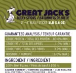 Great Jack’s Dog Treats Pouch Air-Dried Beef Bully Bars Stick 2"- 4" with Single Ingredient Made in Canada Natural Dog Chews Food Topper Snacks Treats for Your Furry Friends 1lb - Image 3