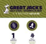 Great Jack’s Dog Treats Pouch Air-Dried Beef Bully Bars Stick 2"- 4" with Single Ingredient Made in Canada Natural Dog Chews Food Topper Snacks Treats for Your Furry Friends 1lb - Image 5
