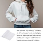 8" x 39" Elastic Cuffs Ribbed Trims for Sewing Cotton Fabric Knitted Ribbed Stretch Band, [for Cuffs, Waistband, Collar] - White - Image 4