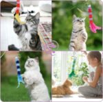 Andiker 2PCS Cat Feather Toys, Cat Wand Toys with Bell and Plush Balls, Colourful Interactive Kitten Teaser Toy for Cat Indoor Playing Exercising Training (Red+Yellow) - Image 6