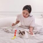 Andiker 2PCS Cat Feather Toys, Cat Wand Toys with Bell and Plush Balls, Colourful Interactive Kitten Teaser Toy for Cat Indoor Playing Exercising Training (Red+Yellow) - Image 7