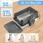 Marchul Stainless Steel Cat Litter Box with High Walls & Metal Scoop/Mat/Scoop Holder, XL Large for Multi-Cat Homes, Anti-Urine Leakage for Heavy Flow Cats - Image 5