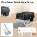 Marchul Stainless Steel Cat Litter Box with High Walls & Metal Scoop/Mat/Scoop Holder, XL Large for Multi-Cat Homes, Anti-Urine Leakage for Heavy Flow Cats - Image 8
