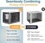 Petsfit Crate Cover for Wire Dog Crate(76L x 48W x 53H cm), Single Door/Double Doors, Mesh Window, Flap On The Top and Back is Detachable, Dog Kennel Cover Grey 30inch - Image 3