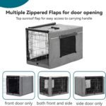 Petsfit Crate Cover for Wire Dog Crate(76L x 48W x 53H cm), Single Door/Double Doors, Mesh Window, Flap On The Top and Back is Detachable, Dog Kennel Cover Grey 30inch - Image 6