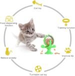 Spinning Cat Windmill Toy – Light-Up Cat Scratcher & Self-Grooming Spinner with Suction Cup – Interactive Cat Toy with Spring Bounce Balls & Rotating Disc – Green Lucky Wheel Design - Image 3