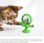 Spinning Cat Windmill Toy – Light-Up Cat Scratcher & Self-Grooming Spinner with Suction Cup – Interactive Cat Toy with Spring Bounce Balls & Rotating Disc – Green Lucky Wheel Design - Image 5
