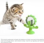 Spinning Cat Windmill Toy – Light-Up Cat Scratcher & Self-Grooming Spinner with Suction Cup – Interactive Cat Toy with Spring Bounce Balls & Rotating Disc – Green Lucky Wheel Design - Image 7