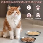Cat Food Bowls, 6.7" Stainless Steel Whisker Fatigue Cat Plates with Non-Slip Silicone Base, Shallow Kitten Dishes for Wet & Dry Food - Image 7