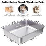 Stainless Steel Litter Box, Metal Litter Boxes 17.7" x 13.7" x 4",Small Litter Box for Kittens,Easy Entry Easy Clean Non Stick No Smell for Senior Cats or Short Legged Cat/Bunny - Image 3