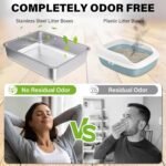 Stainless Steel Litter Box, Metal Litter Boxes 17.7" x 13.7" x 4",Small Litter Box for Kittens,Easy Entry Easy Clean Non Stick No Smell for Senior Cats or Short Legged Cat/Bunny - Image 5