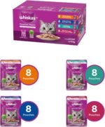 WHISKAS Favourites Adult Wet Cat Food - Chicken, Salmon, Tuna, White Fish Flavour Cuts in Gravy - 100% Complete and Balanced - Multipack 32x 85g Pouches - Image 3