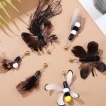 7Pcs Toys Cat Wand Replacement Insect Feather Toys Cat Wand Attachments Toy Wand Refills with Bell Interactive Toy Cat Teaser The Feather Cat Toys for Playing Catcher and Exercising - Image 6