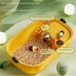 Hamster Cage Hamster cage Transparent Panoramic Small pet Specific Feeding Box(Gray) - Image 4