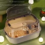 Hamster Cage Hamster cage Transparent Panoramic Small pet Specific Feeding Box(Gray) - Image 7