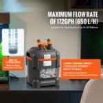 Aquarium Canister Filter 172GPH, 30-Gallon Capacity, Quiet Internal Filter with UV Light, Submersible Power Filter for Fish Tanks, 8W - Image 3