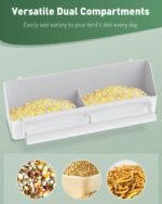 Pawfly 2 Pack Bird Feeder for Cage Hanging Plastic Feeder with Hooks Water Dispenser with Perches Bird Water Feeder for Cage Parrot Food Bowl for Parakeet Cockatiel Canary - Image 4