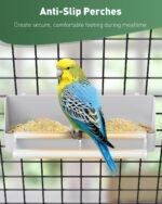 Pawfly 2 Pack Bird Feeder for Cage Hanging Plastic Feeder with Hooks Water Dispenser with Perches Bird Water Feeder for Cage Parrot Food Bowl for Parakeet Cockatiel Canary - Image 5