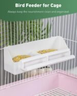 Pawfly 2 Pack Bird Feeder for Cage Hanging Plastic Feeder with Hooks Water Dispenser with Perches Bird Water Feeder for Cage Parrot Food Bowl for Parakeet Cockatiel Canary - Image 8