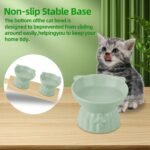 Elevated Cat Bowls 2-Pack, Ceramic Raised Cat Food & Water Dishes - Extra Wide & Shallow Whisker-Friendly Design, Anti-Vomit & Easy Digestion, Lead/Cadmium-Free, Microwave & Dishwasher Safe (Green) - Image 5