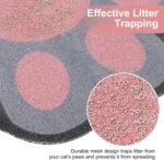 Cat Litter Mat Trapper, 35" x 24" Extra Large Kitty Litter Mat, Waterproof & Non-Slip Spaghetti Litter Box Mat for Litter Tray and Pet Food Bowl, Easy to Clean, Paw Shape, Pink & Gray - Image 3