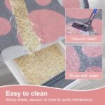 Cat Litter Mat Trapper, 35" x 24" Extra Large Kitty Litter Mat, Waterproof & Non-Slip Spaghetti Litter Box Mat for Litter Tray and Pet Food Bowl, Easy to Clean, Paw Shape, Pink & Gray - Image 5