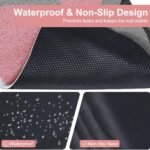 Cat Litter Mat Trapper, 35" x 24" Extra Large Kitty Litter Mat, Waterproof & Non-Slip Spaghetti Litter Box Mat for Litter Tray and Pet Food Bowl, Easy to Clean, Paw Shape, Pink & Gray - Image 6