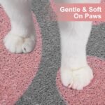 Cat Litter Mat Trapper, 35" x 24" Extra Large Kitty Litter Mat, Waterproof & Non-Slip Spaghetti Litter Box Mat for Litter Tray and Pet Food Bowl, Easy to Clean, Paw Shape, Pink & Gray - Image 7